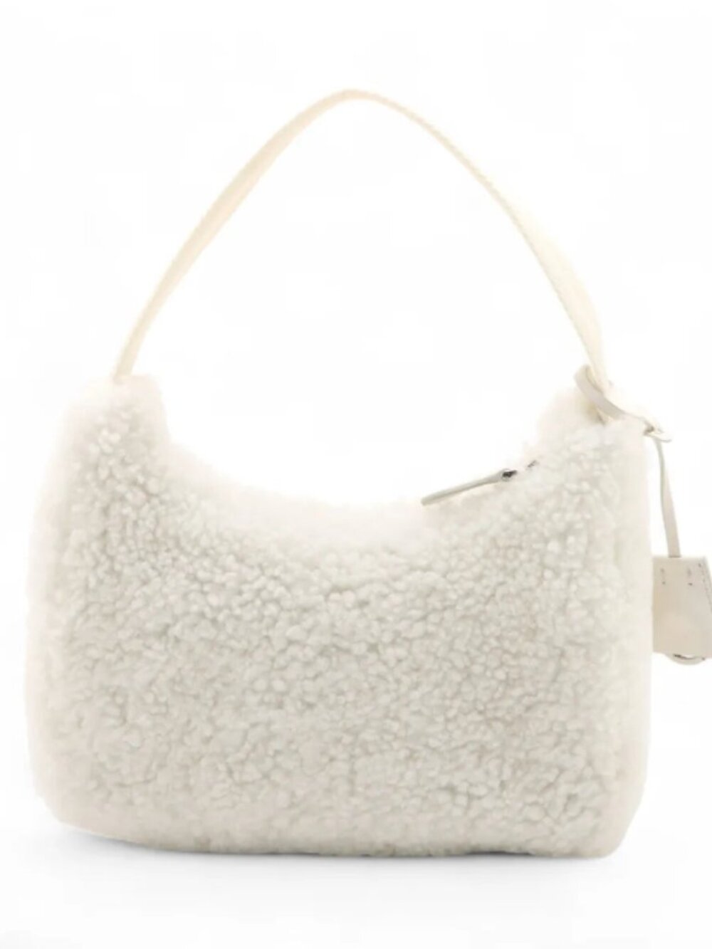 Prada Mouton × Leather Shoulder Bag White